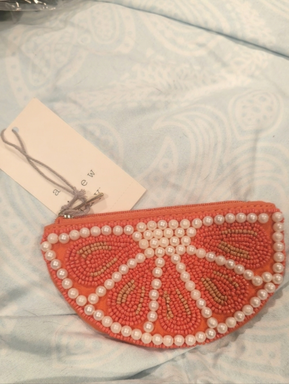 ❤️10/$13 New Beaded Orange Citrus Coin Purse - Women Bags